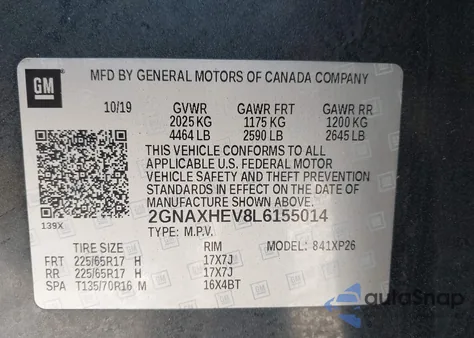 2020 Chevrolet Equinox Fwd Ls from USA, damaged, VIN 2GNAXHEV8L6155014